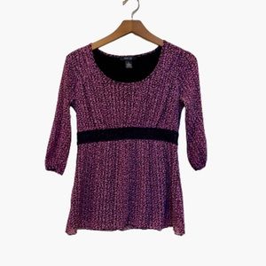 Style & Co Purple & Black Floral Top, Size PS.